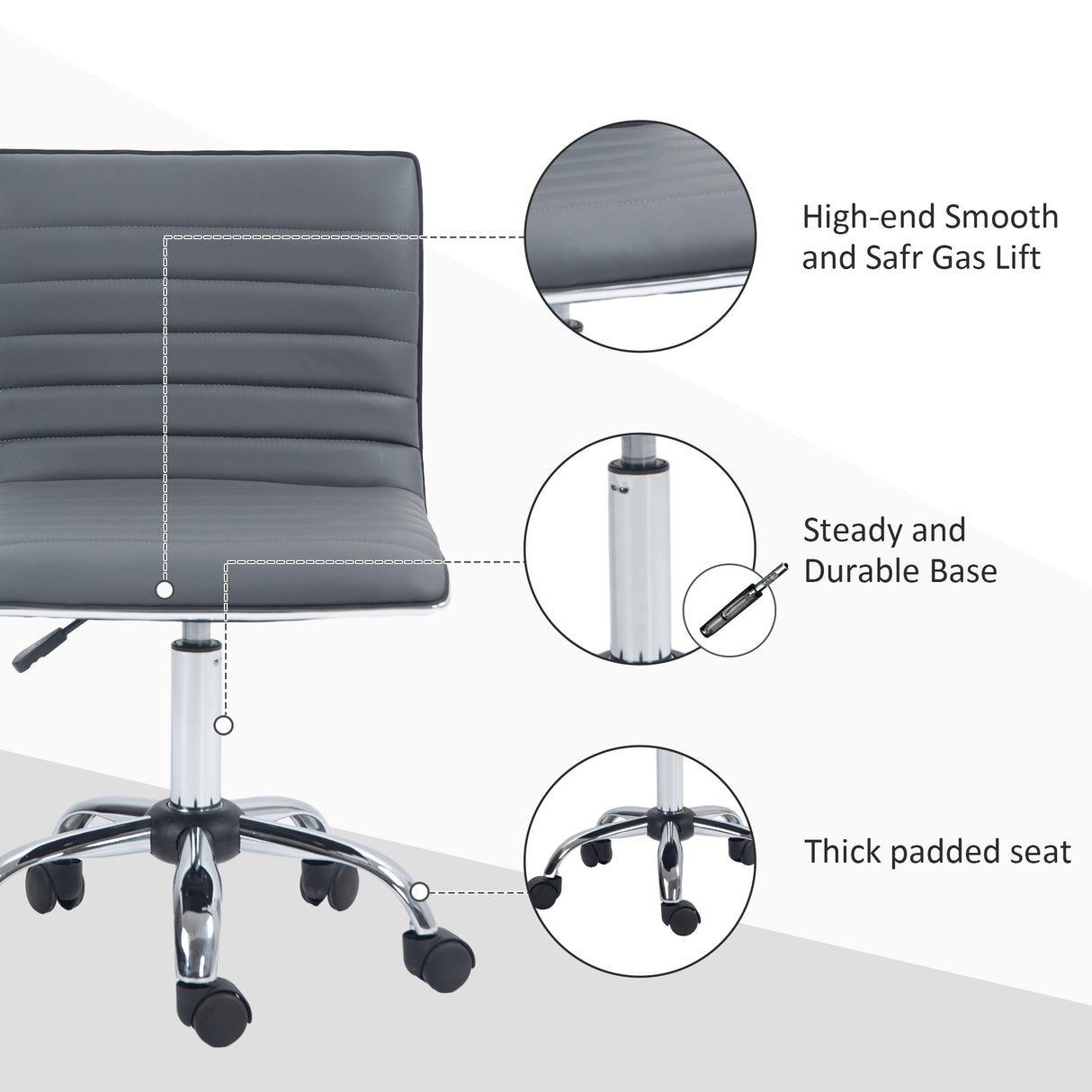 Faux Leather Home And Office Chair 48cm Wide With Armless - Velmora