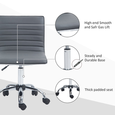 Faux Leather Home And Office Chair 48cm Wide With Armless - Velmora