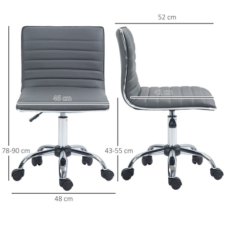 Faux Leather Home And Office Chair 48cm Wide With Armless - Velmora