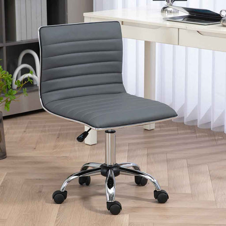 Faux Leather Home And Office Chair 48cm Wide With Armless - Velmora