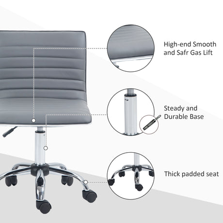 Faux Leather Home And Office Chair 48cm Wide With Armless - Velmora