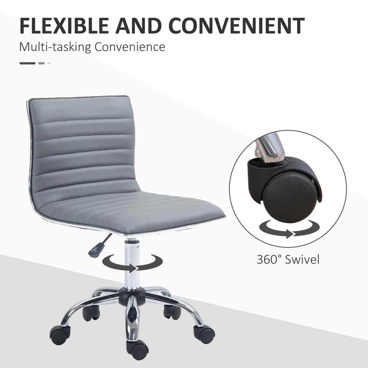 Faux Leather Home And Office Chair 48cm Wide With Armless - Velmora