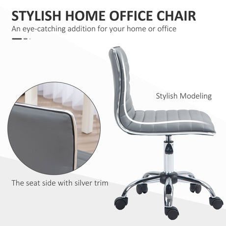 Faux Leather Home And Office Chair 48cm Wide With Armless - Velmora