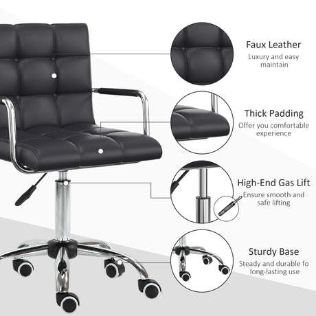 Faux Leather Home And Office Chair 52.5cm Wide - Velmora