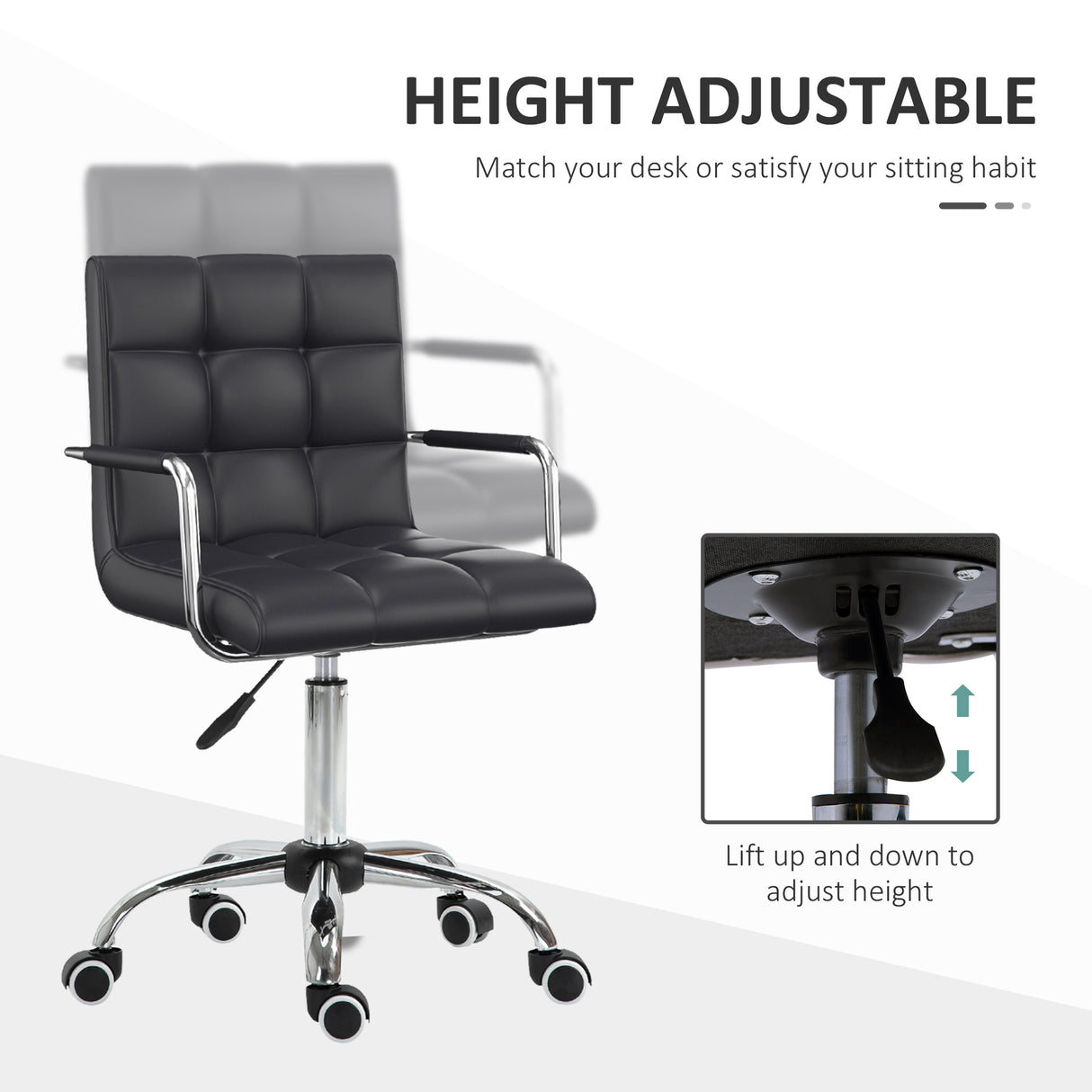Faux Leather Home And Office Chair 52.5cm Wide - Velmora
