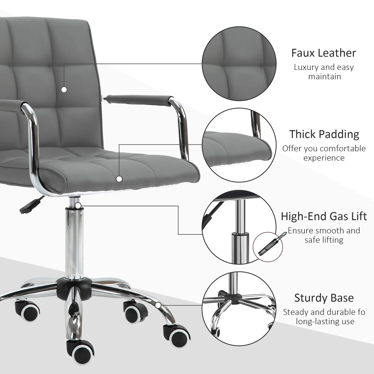 Faux Leather Home And Office Chair 52.5cm Wide - Velmora
