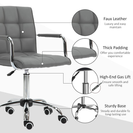 Faux Leather Home And Office Chair 52.5cm Wide - Velmora