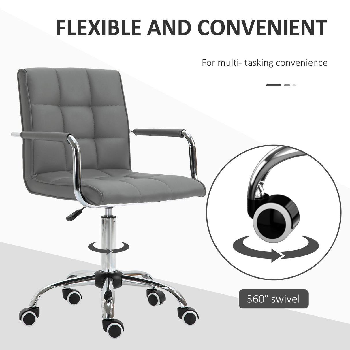 Faux Leather Home And Office Chair 52.5cm Wide - Velmora