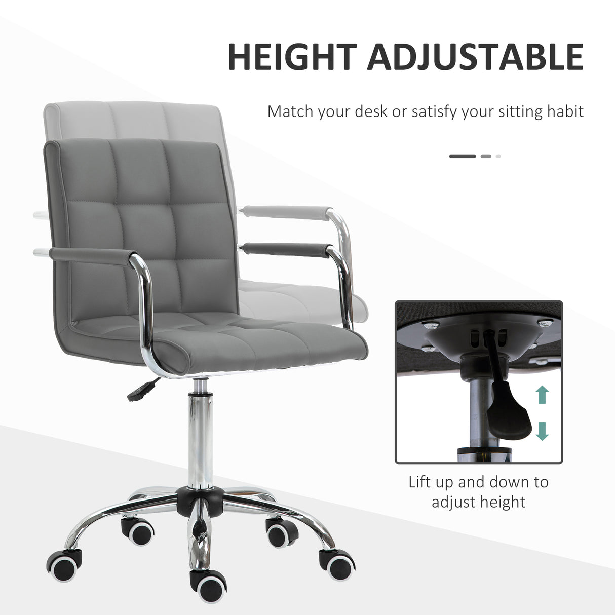 Faux Leather Home And Office Chair 52.5cm Wide - Velmora