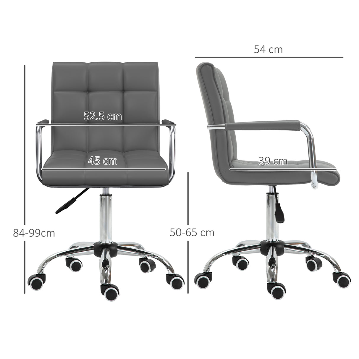 Faux Leather Home And Office Chair 52.5cm Wide - Velmora