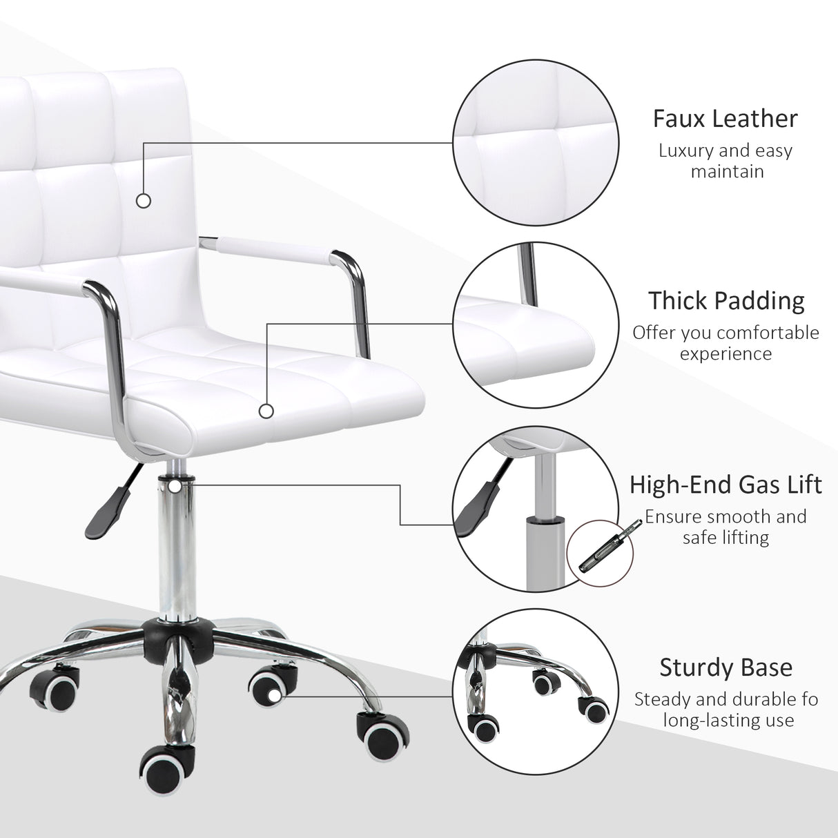 Faux Leather Home And Office Chair 52.5cm Wide - Velmora