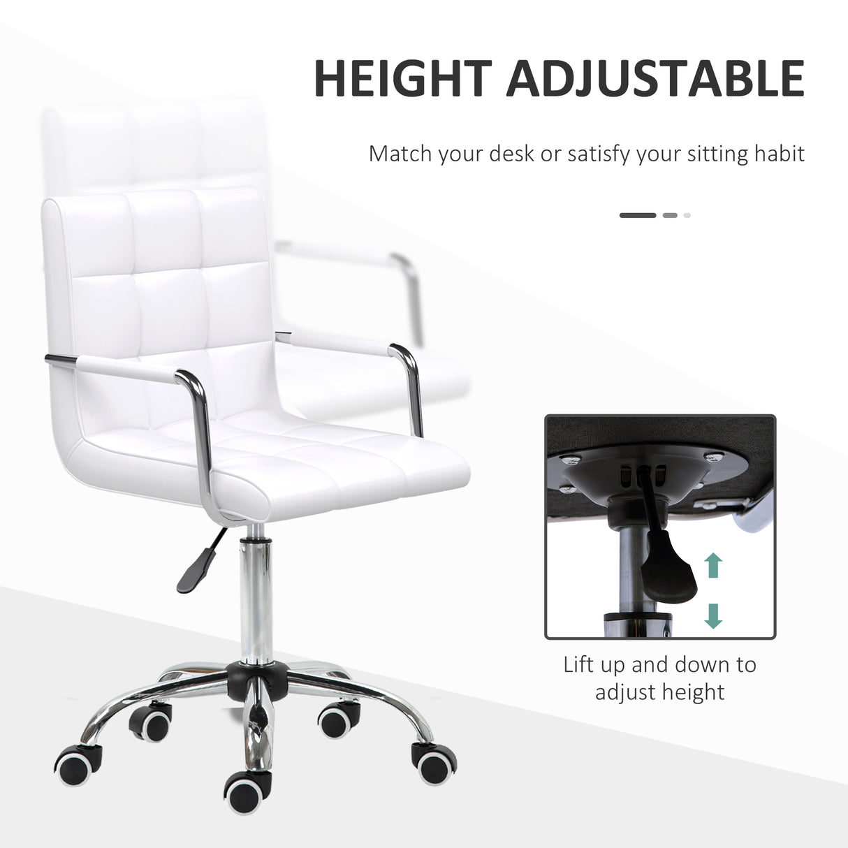 Faux Leather Home And Office Chair 52.5cm Wide - Velmora
