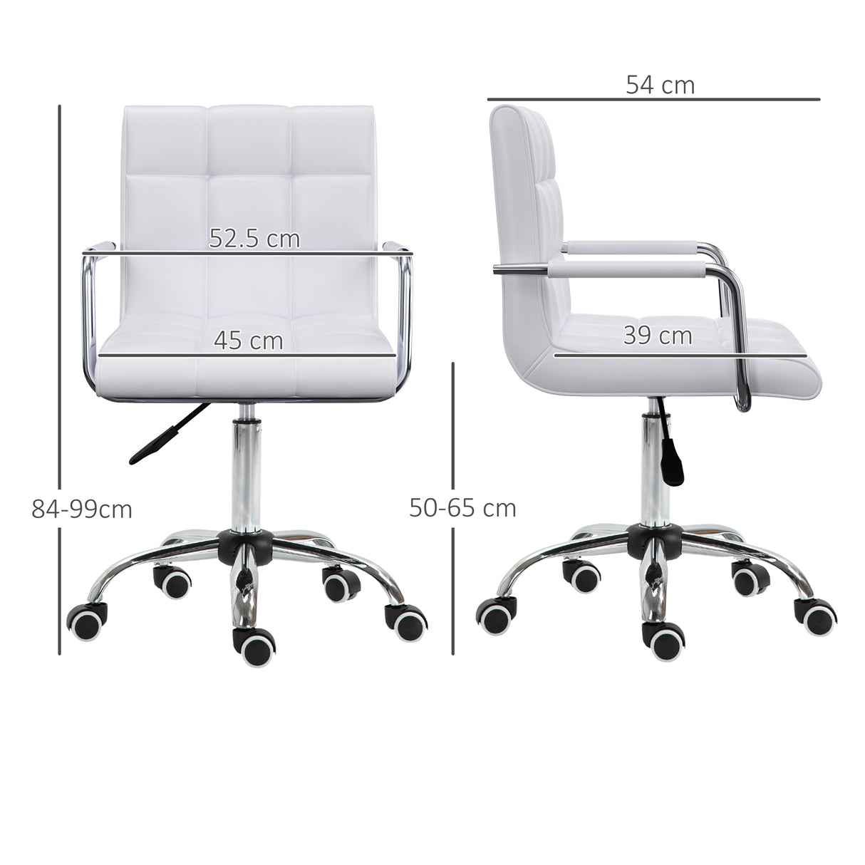 Faux Leather Home And Office Chair 52.5cm Wide - Velmora