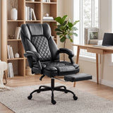 Faux Leather Home And Office Chair 62cm Wide High Back With Footrest - Velmora