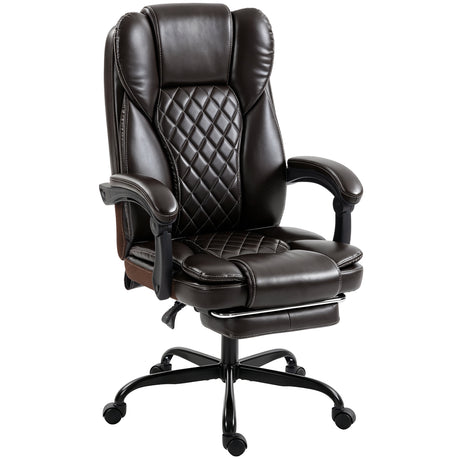 Faux Leather Home And Office Chair 62cm Wide High Back With Footrest - Velmora