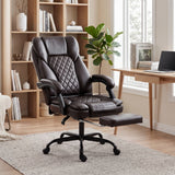 Faux Leather Home And Office Chair 62cm Wide High Back With Footrest - Velmora