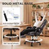 Faux Leather Home And Office Chair 62cm Wide High Back With Footrest - Velmora