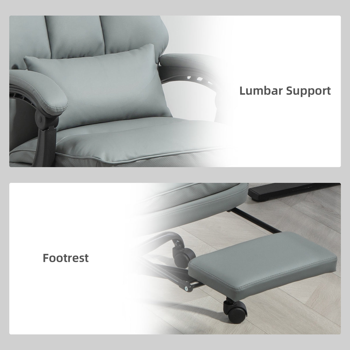 Faux Leather Home And Office Chair 62cm Wide With Footrest - Velmora