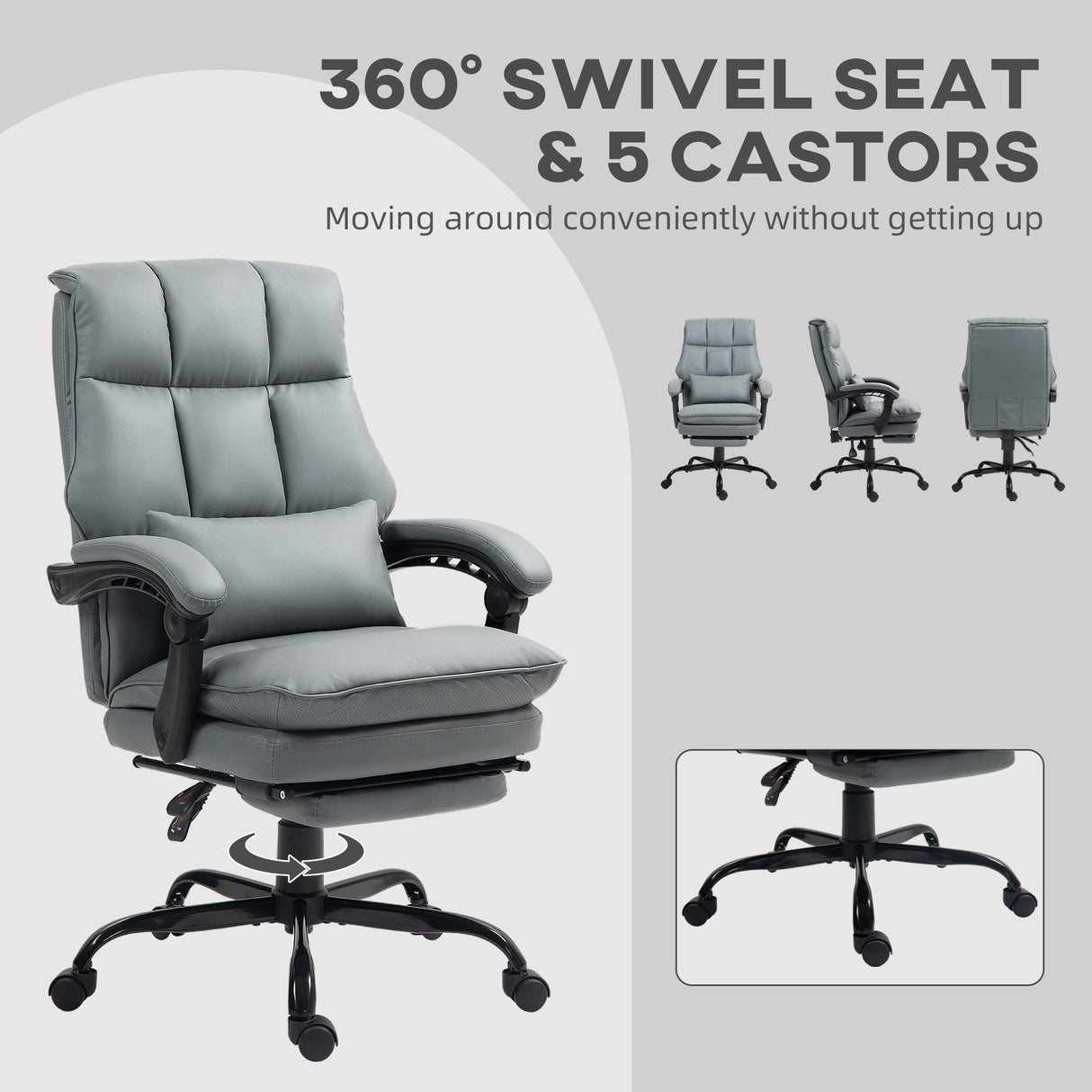 Faux Leather Home And Office Chair 62cm Wide With Footrest - Velmora