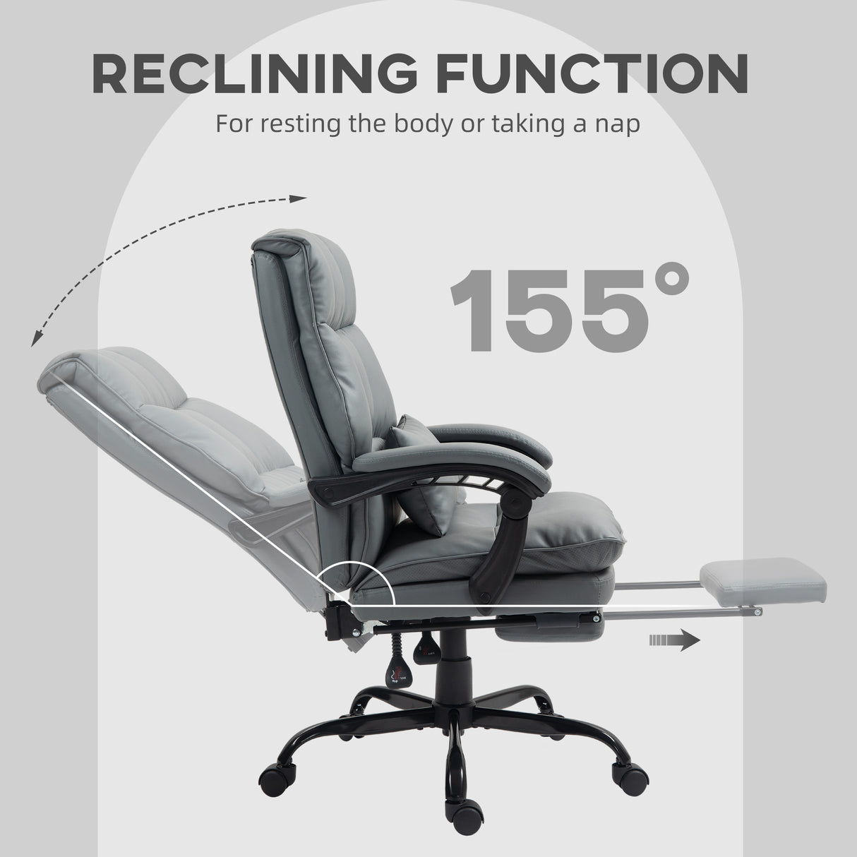 Faux Leather Home And Office Chair 62cm Wide With Footrest - Velmora