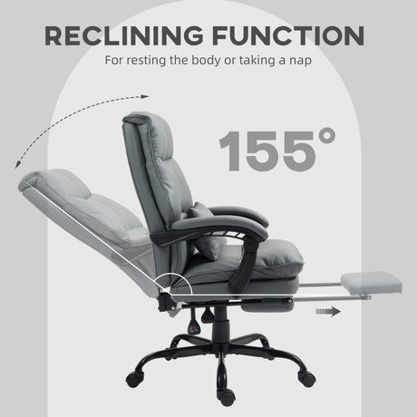 Faux Leather Home And Office Chair 62cm Wide With Footrest - Velmora