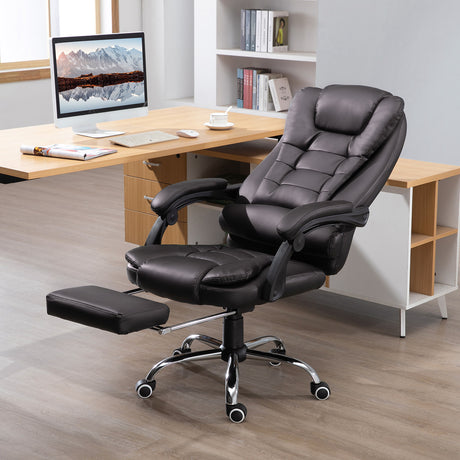 Faux Leather Home And Office Chair 64.5cm Wide With Footrest - Velmora