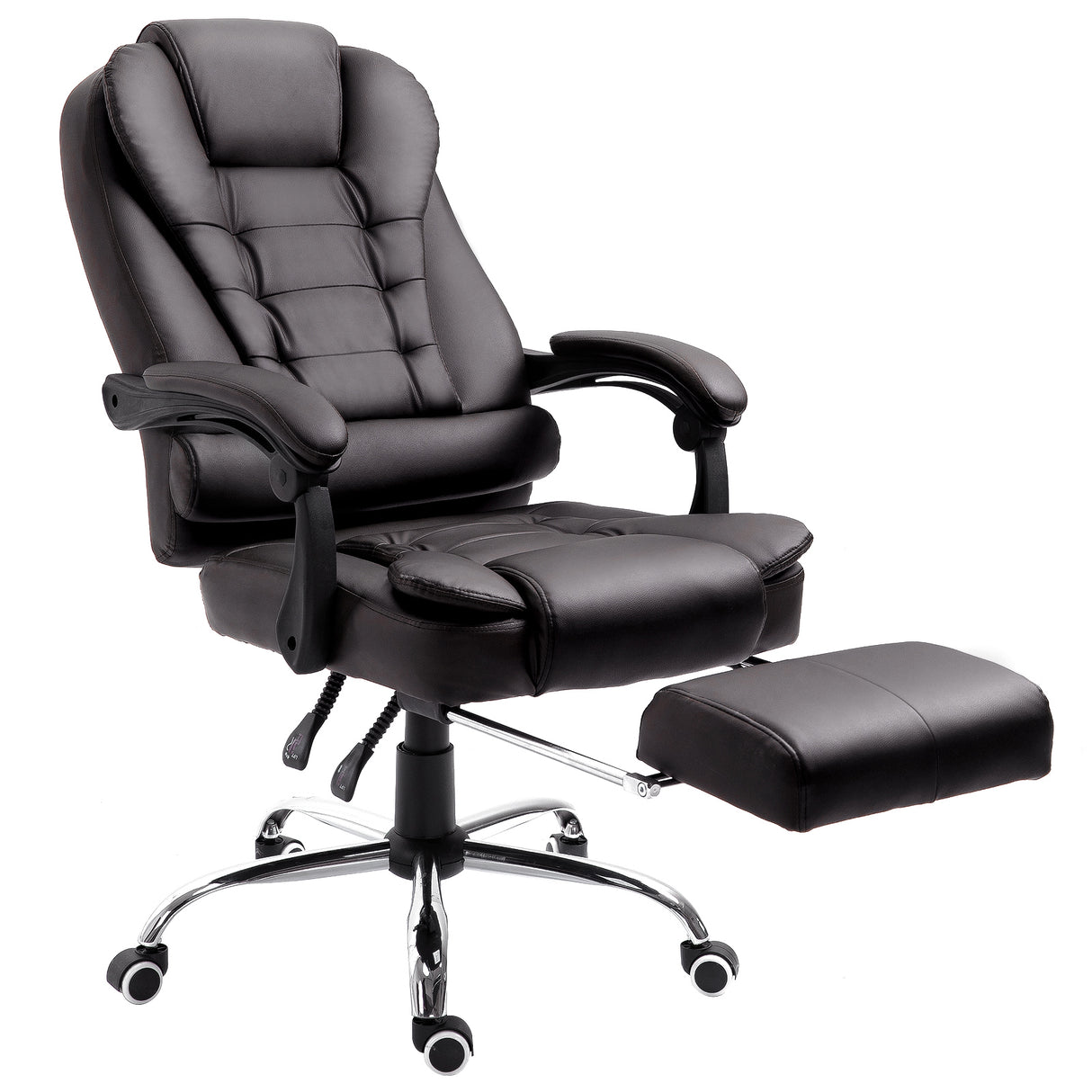 Faux Leather Home And Office Chair 64.5cm Wide With Footrest - Velmora