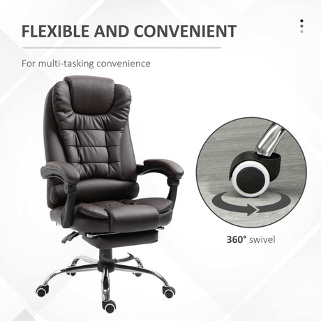 Faux Leather Home And Office Chair 64.5cm Wide With Footrest - Velmora