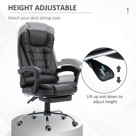 Faux Leather Home And Office Chair 64.5cm Wide With Footrest - Velmora