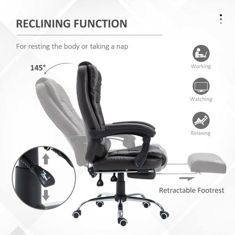 Faux Leather Home And Office Chair 64.5cm Wide With Footrest - Velmora