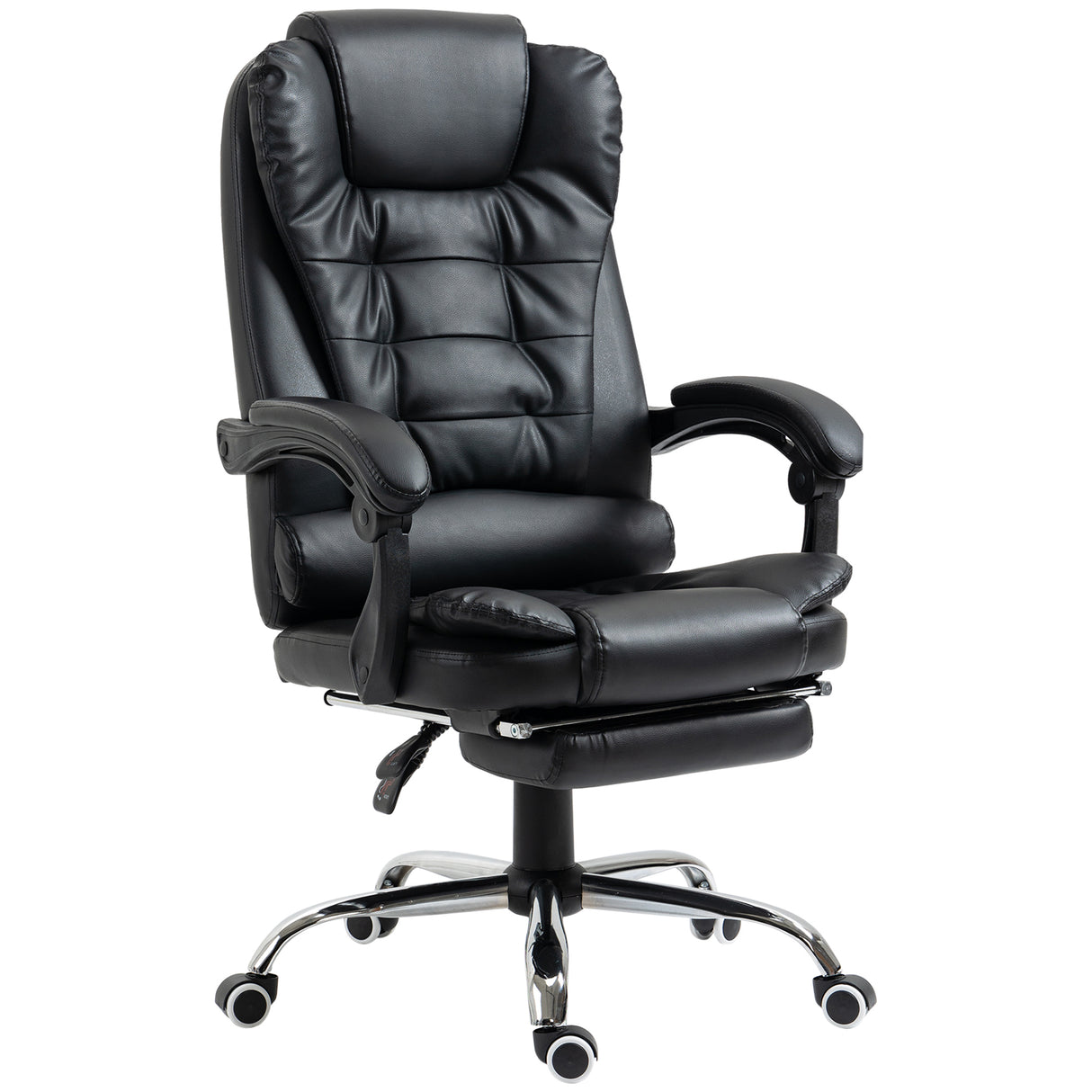 Faux Leather Home And Office Chair 64.5cm Wide With Footrest - Velmora