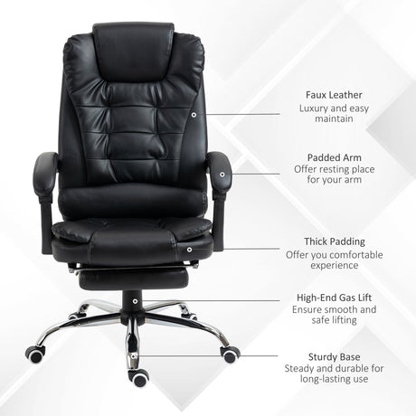 Faux Leather Home And Office Chair 64.5cm Wide With Footrest - Velmora