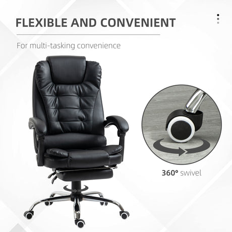 Faux Leather Home And Office Chair 64.5cm Wide With Footrest - Velmora