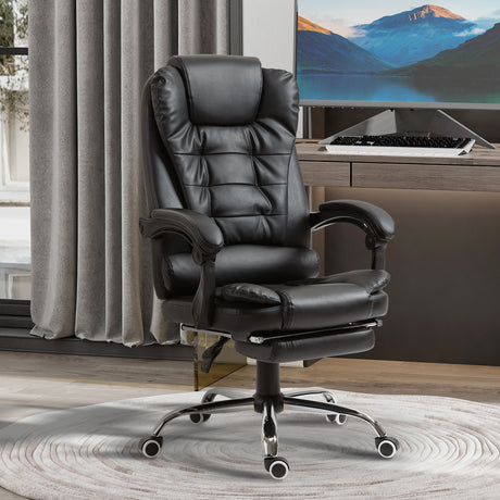 Faux Leather Home And Office Chair 64.5cm Wide With Footrest - Velmora