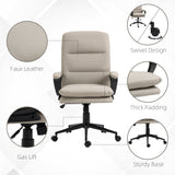 Faux Leather Home And Office Chair 64cm Wide With Adjustable Height - Velmora
