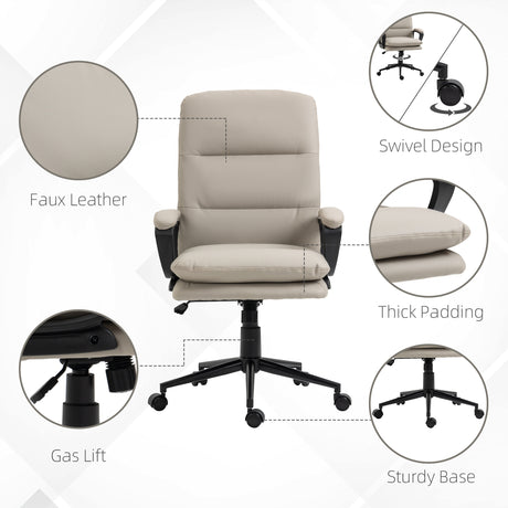 Faux Leather Home And Office Chair 64cm Wide With Adjustable Height - Velmora