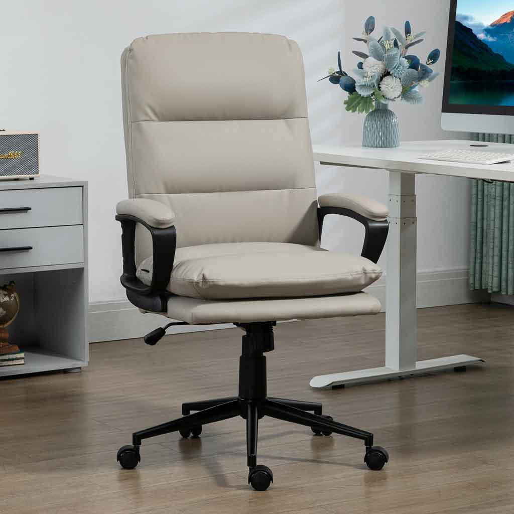 Faux Leather Home And Office Chair 64cm Wide With Adjustable Height - Velmora