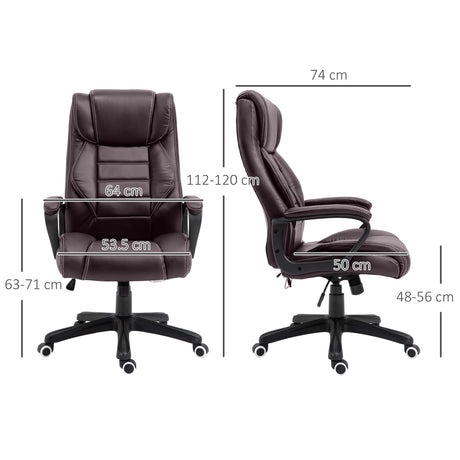 Faux Leather Home And Office Chair 64cm Wide With Armrest - Velmora