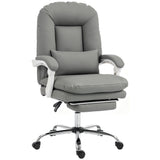 Faux Leather Home And Office Chair 64cm Wide With Footrest And Lumbar Support - Velmora
