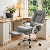 Faux Leather Home And Office Chair 64cm Wide With Footrest And Lumbar Support - Velmora