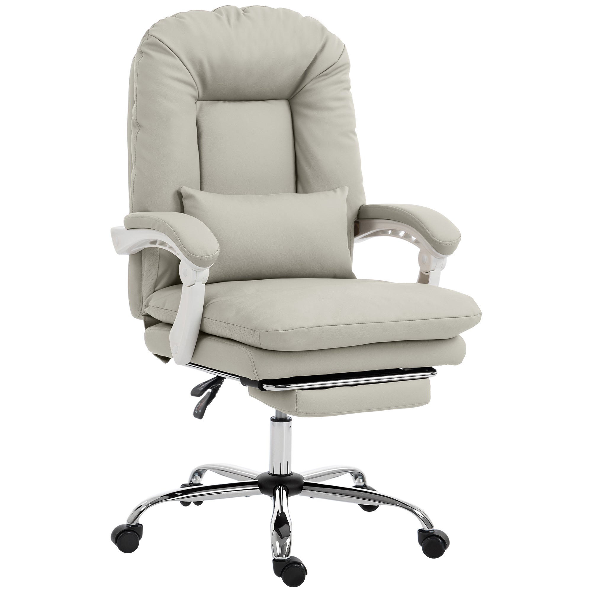 Faux Leather Home And Office Chair 64cm Wide With Footrest And Lumbar Support - Velmora
