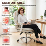 Faux Leather Home And Office Chair 64cm Wide With Footrest And Lumbar Support - Velmora