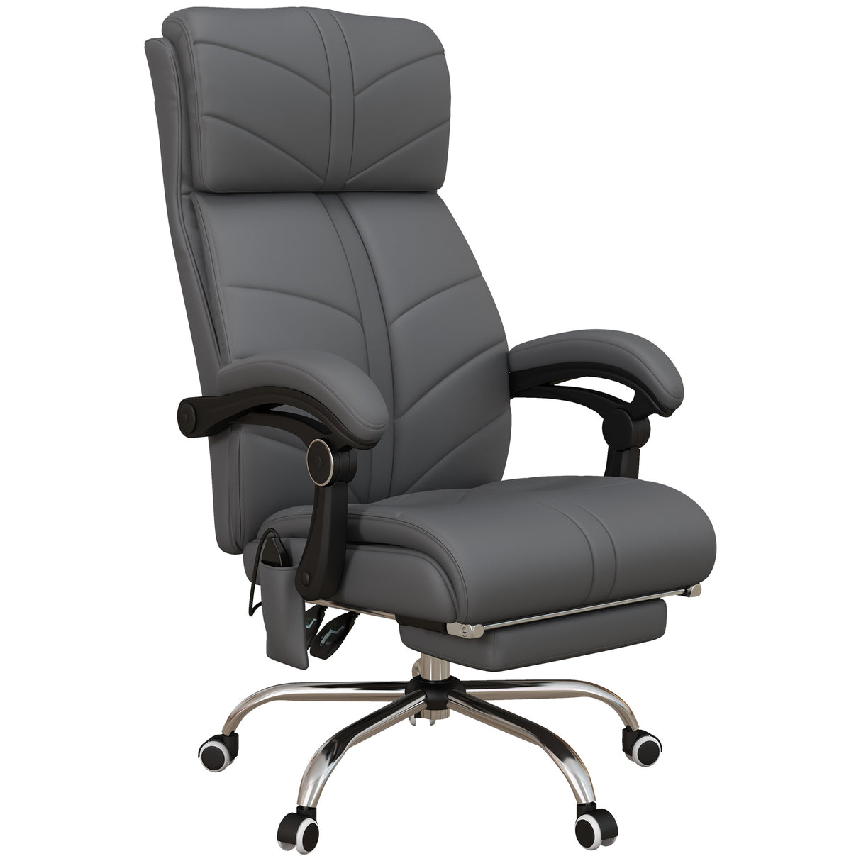 Faux Leather Home And Office Chair 64cm Wide With Footrest - Velmora