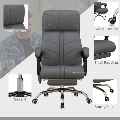 Faux Leather Home And Office Chair 64cm Wide With Footrest - Velmora
