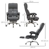 Faux Leather Home And Office Chair 64cm Wide With Footrest - Velmora