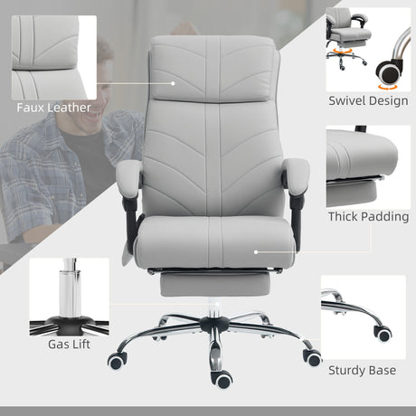 Faux Leather Home And Office Chair 64cm Wide With Footrest - Velmora