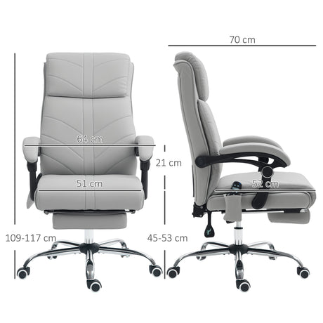 Faux Leather Home And Office Chair 64cm Wide With Footrest - Velmora