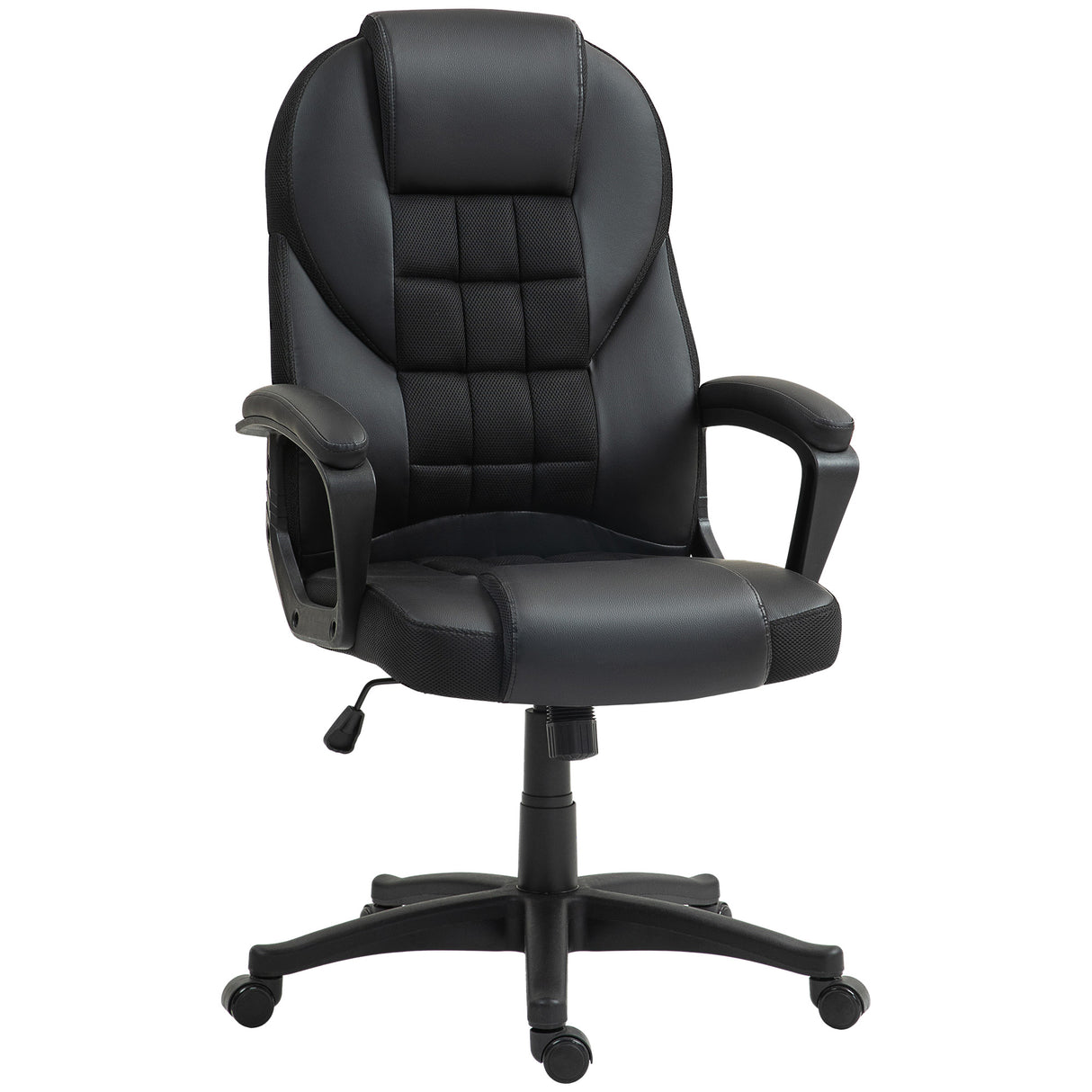 Faux Leather Home And Office Chair 65cm Wide With Castors - Velmora