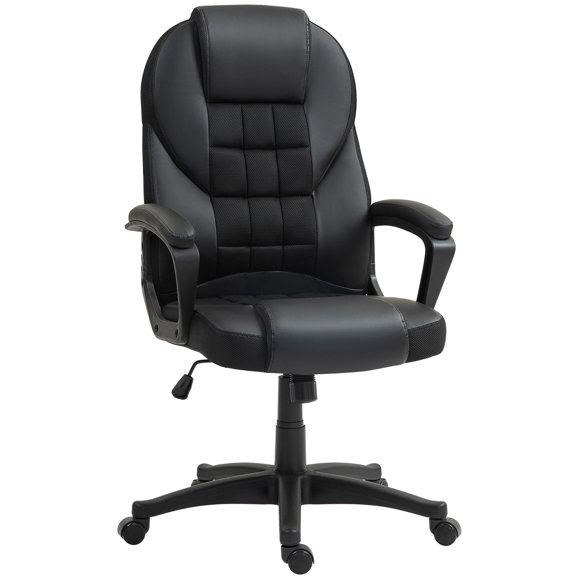 Faux Leather Home And Office Chair 65cm Wide With Castors - Velmora