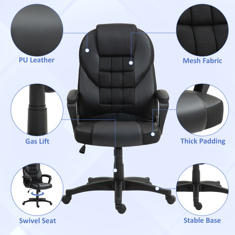 Faux Leather Home And Office Chair 65cm Wide With Castors - Velmora